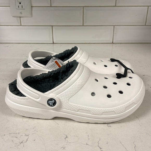 Crocs Classic Lined Clogs NWT White & Grey Unisex Size Women’s 9 - Mens 7 - Picture 7 of 17